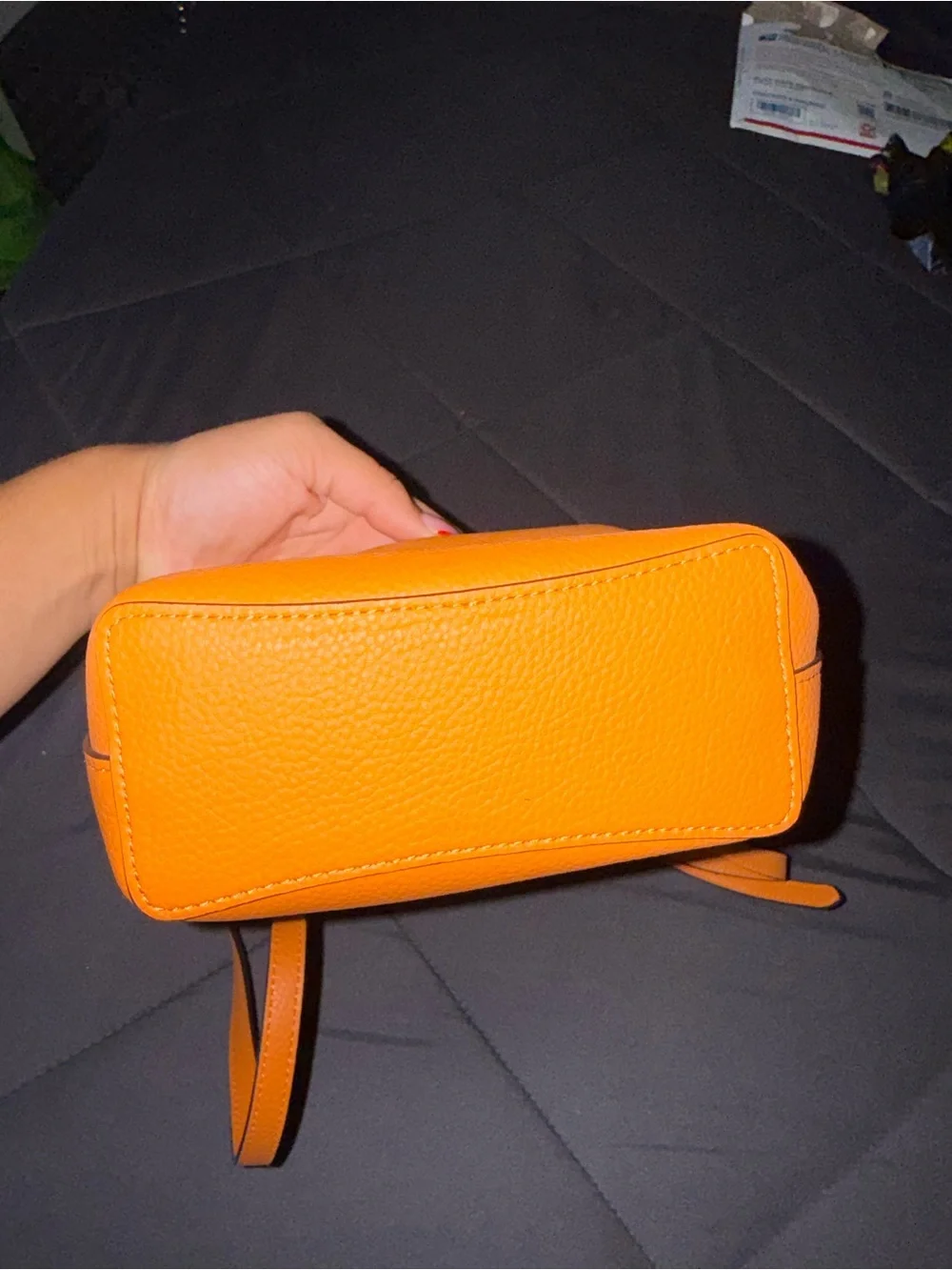 Coach Pebble Leather Wristlet in Bright Orange